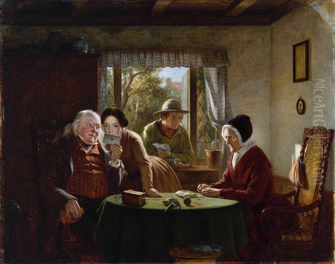A Letter from the Colonies Oil Painting by Thomas Webster