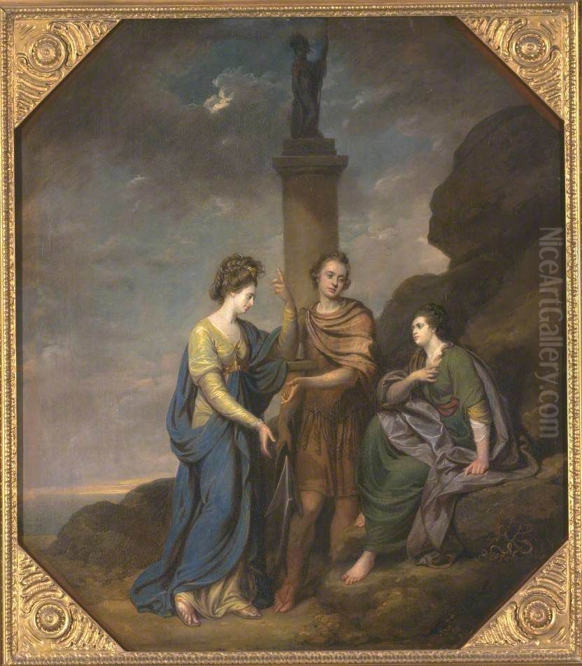 Portrait of a Gentleman, his Wife and Sister, in the Character of Fortitude introducing Hope as the Companion to Distress ('The Witts Family Group') Oil Painting by Richard Cosway