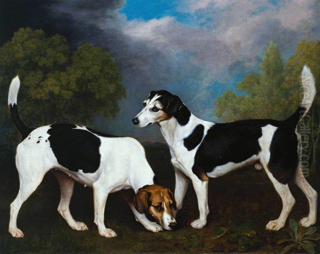 A Couple of Foxhounds Oil Painting by George Stubbs