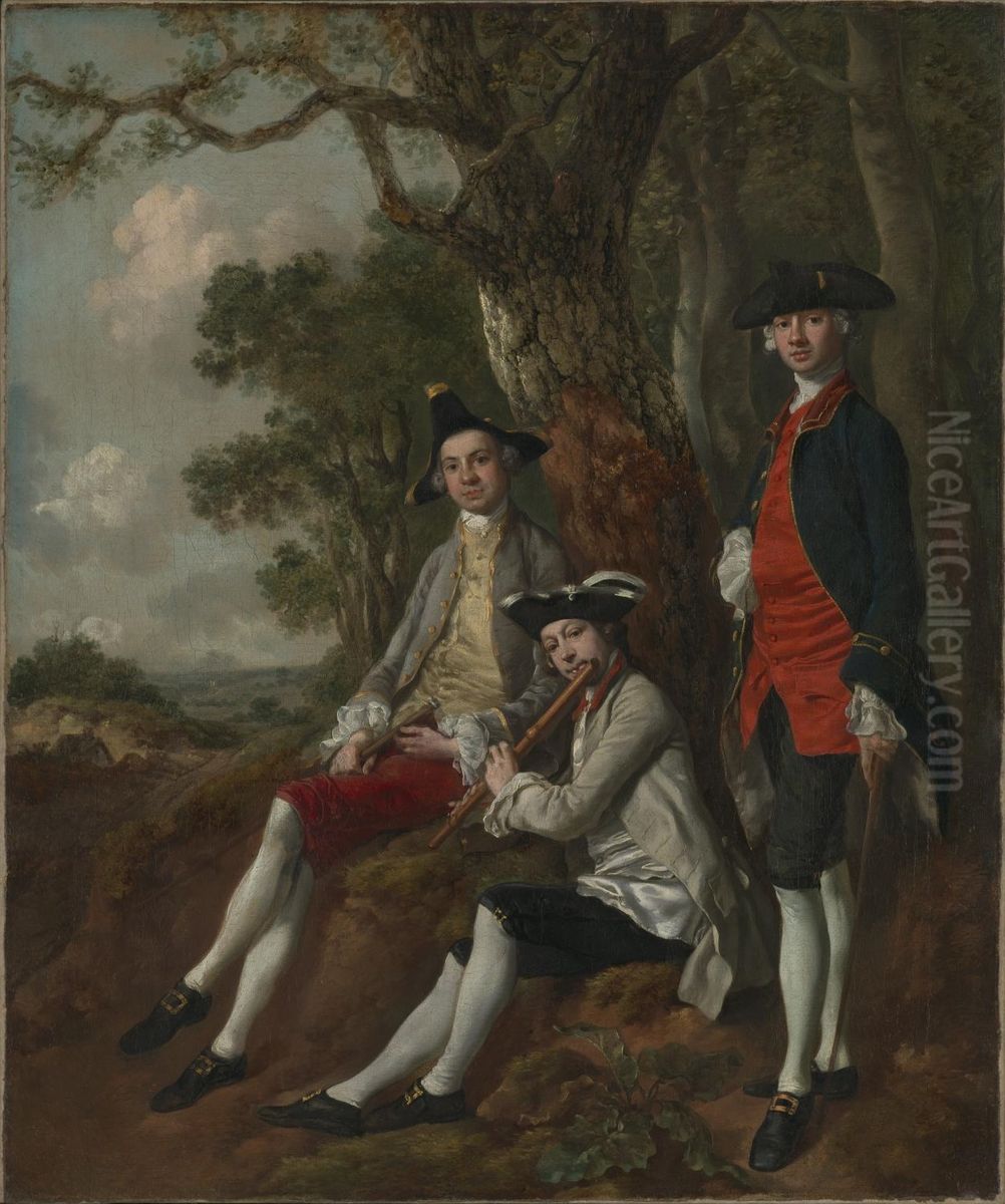 Peter Darnell Muilman, Charles Crokatt and William Keable in a Landscape Oil Painting by Thomas Gainsborough