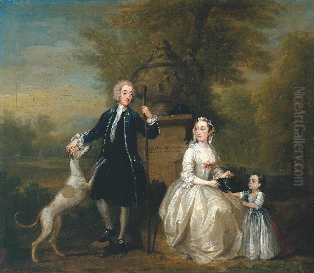 Ashley Cowper with his Wife and Daughter Oil Painting by William Hogarth