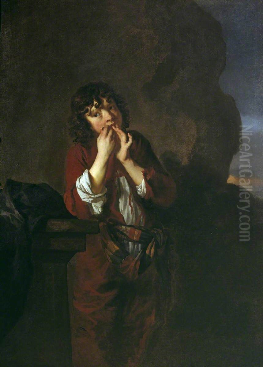 Boy Playing a Jew's Harp Oil Painting by Peter Lely