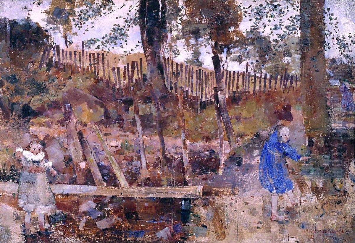 Children at the Burn Oil Painting by John Quinton Pringle
