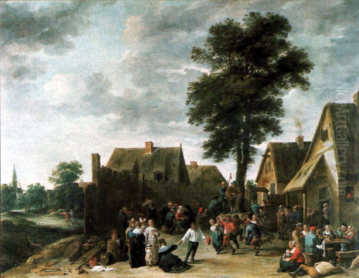 The Kermis at the Half Moon Inn Oil Painting by David Teniers the Younger