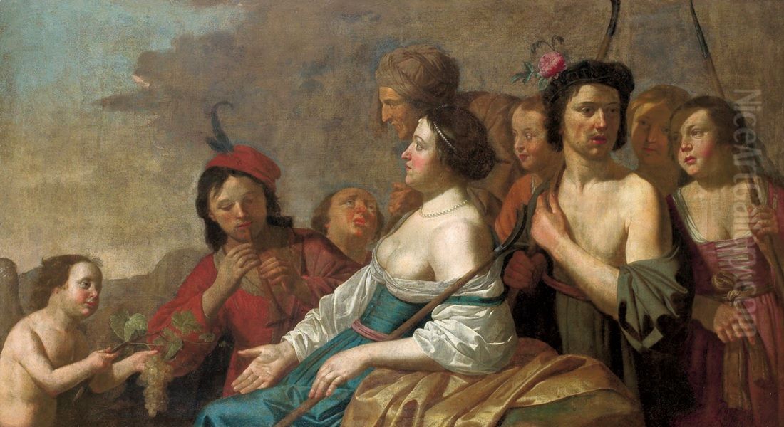 The Wine festival (Allegory of the Autumn). Oil Painting by Jan Gerritsz van Bronckhorst
