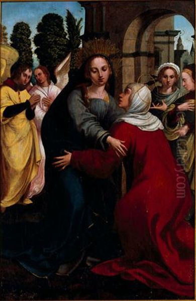 Visitacao Oil Painting by Gregorio Lopes