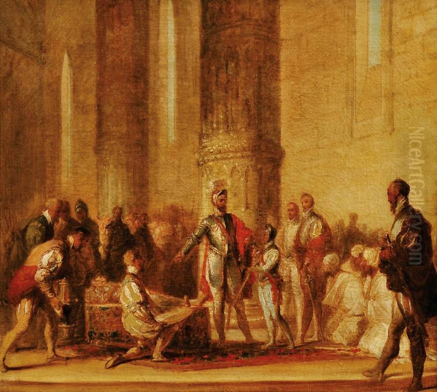 King Afonso V of Portugal knights the Prince John Oil Painting by Domingos Sequeira