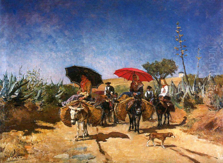 Volta do mercado Oil Painting by Antonio Carvalho de Silva Porto