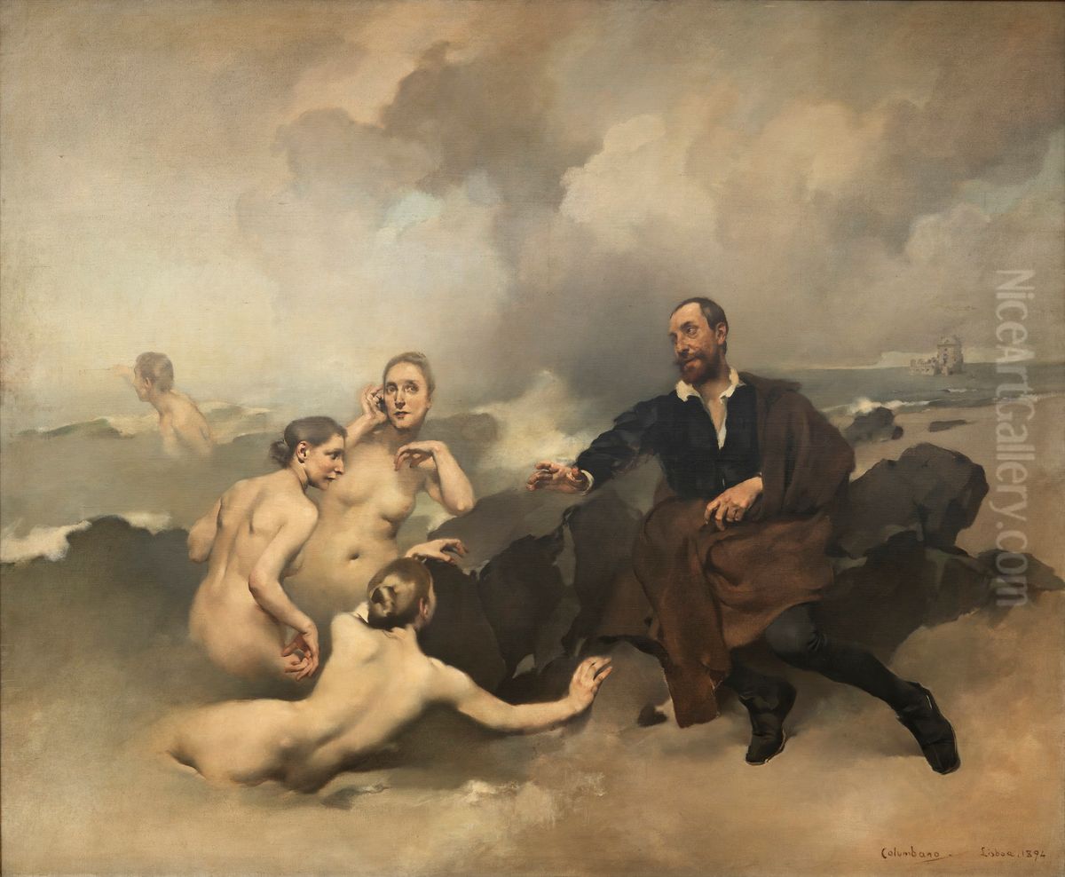 Camoes and the Tagides (Columbano) Oil Painting by Columbano Bordalo Pinheiro