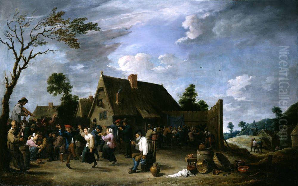 Great village fair with two dancing couples Oil Painting by David Teniers the Younger