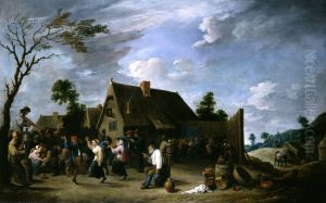Great village fair with two dancing couples