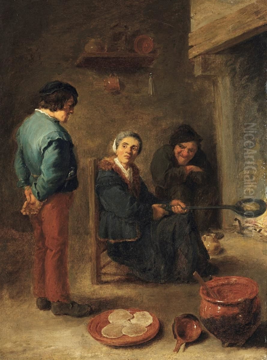 The Pancake Baker Oil Painting by David Teniers the Younger