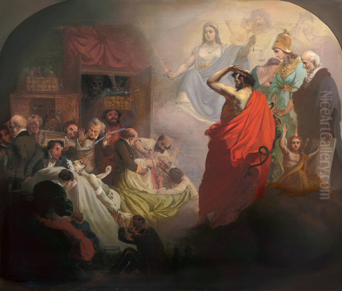 Homeopathy watching horrors of Allopathy Oil Painting by Alexander Beydeman