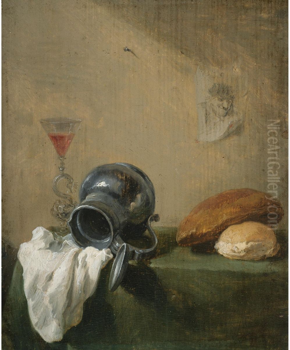 Still-life with overturned jug Oil Painting by David Teniers the Younger