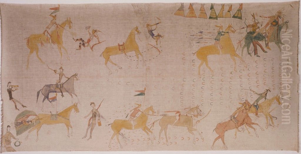 Battle of Little Bighorn Oil Painting by White Swan