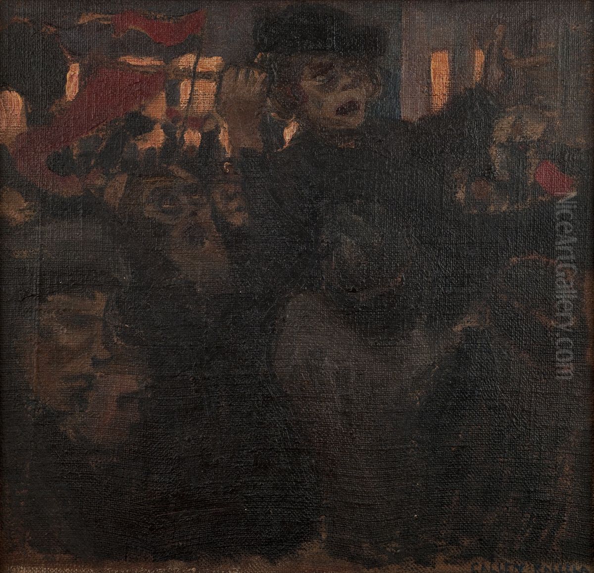 Punalippu Oil Painting by Akseli Valdemar Gallen-Kallela
