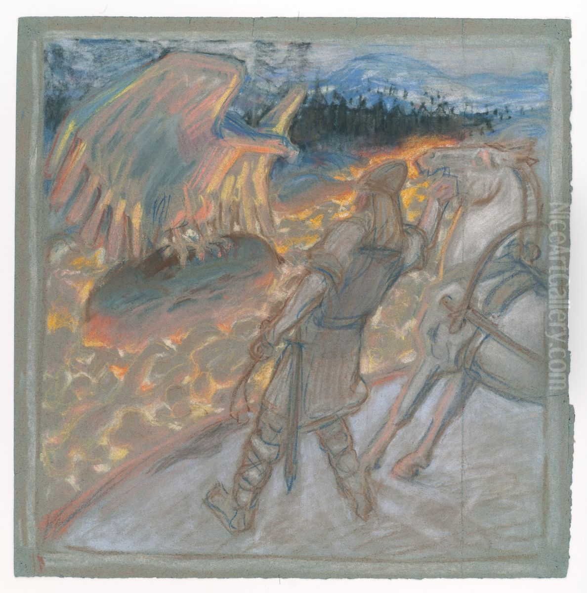 Lemminkainen Tulijoella Oil Painting by Akseli Valdemar Gallen-Kallela
