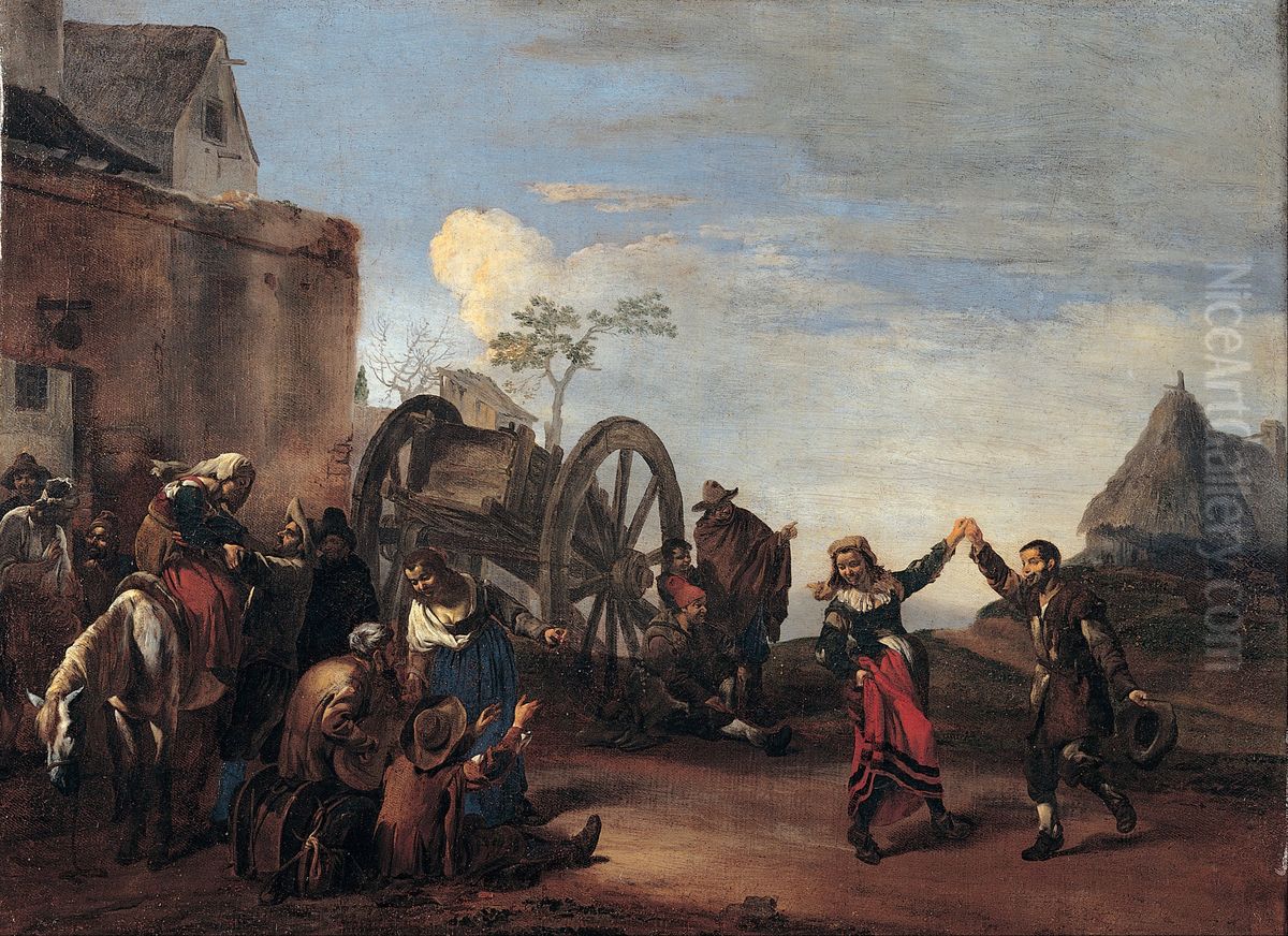 Bambocciata (Childishness) Oil Painting by Michelangelo Cerquozzi