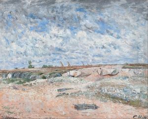 Landscape with drifting clouds