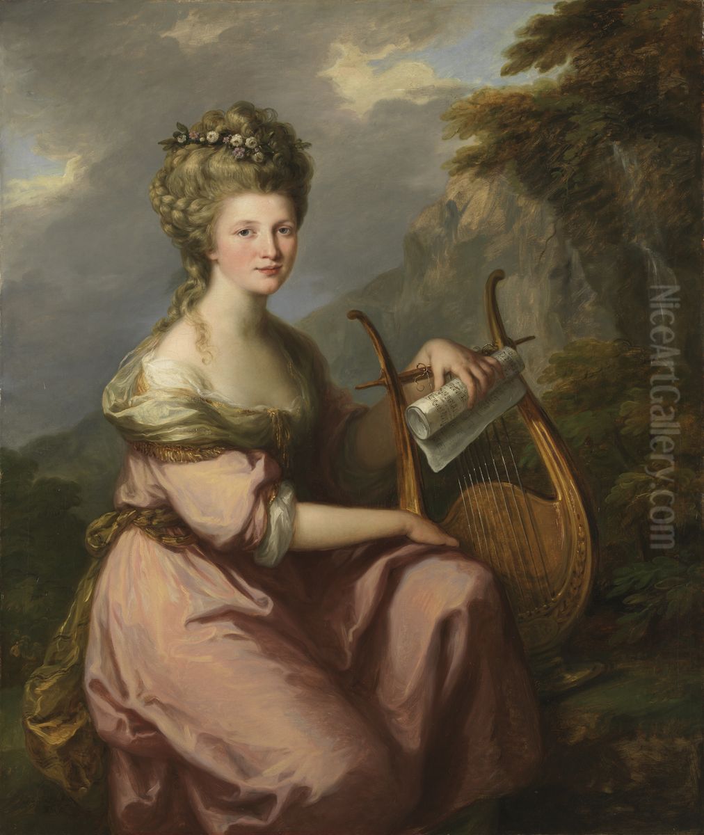 Portrait ofSarah Harrop(Mrs. Bates) as a Muse Oil Painting by Angelica Kauffmann