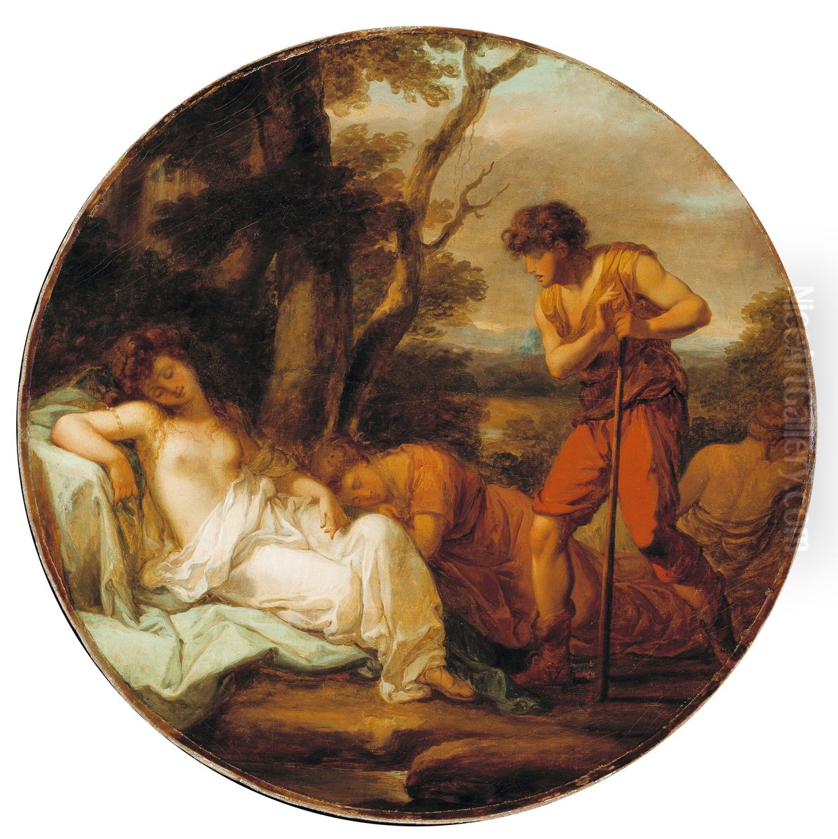 Cymon   and  Iphigenia Oil Painting by Angelica Kauffmann