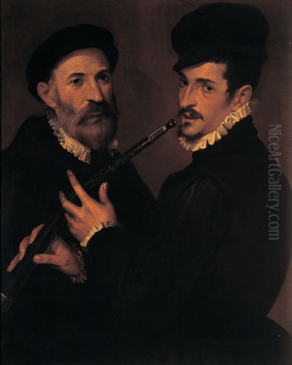 Double portrait of musicians Oil Painting by Bartolomeo Passarotti
