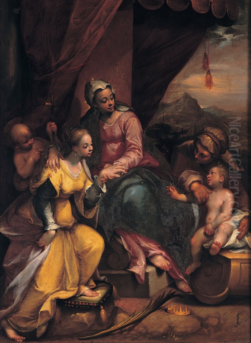 Mystic marriage of Saint Catherine Oil Painting by Denys Calvaert