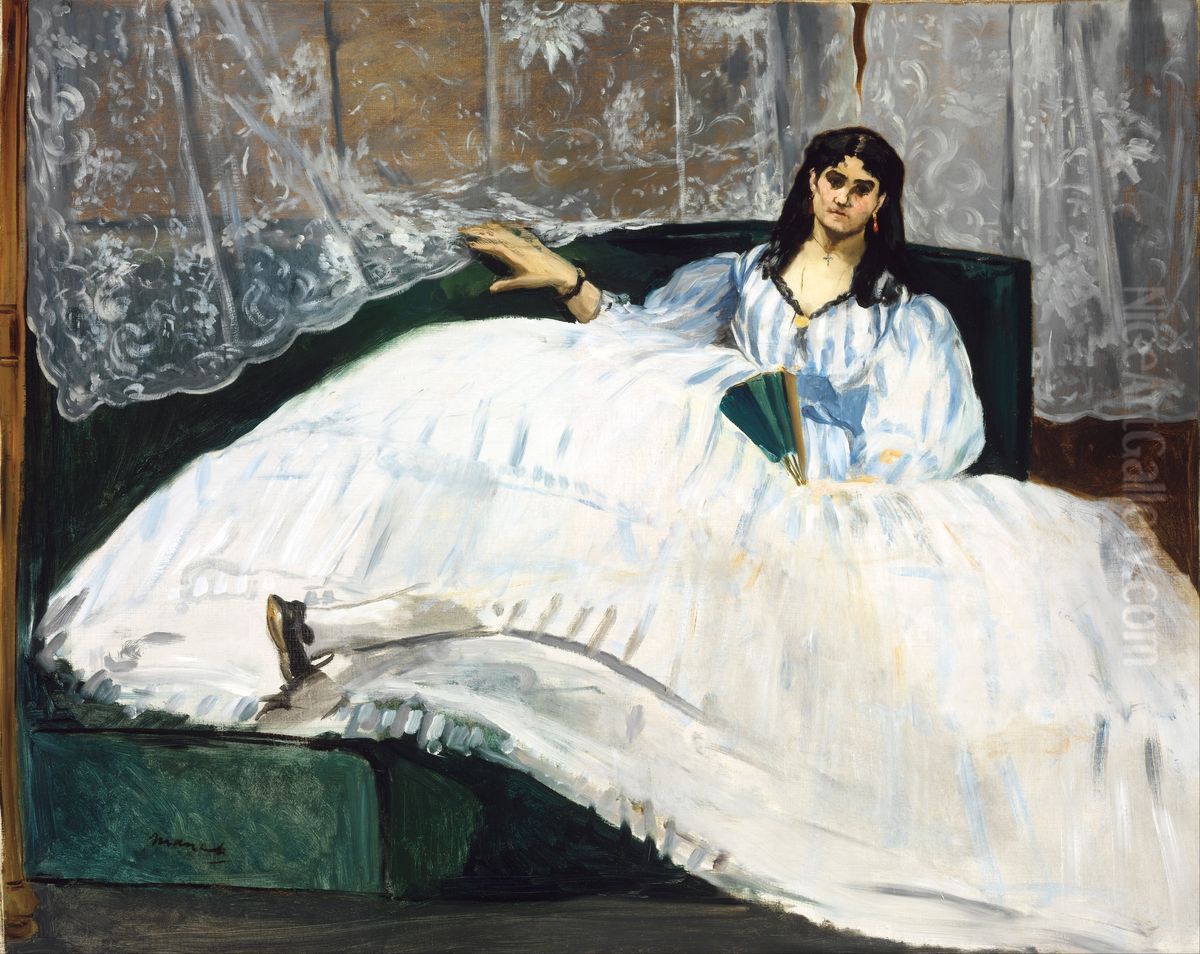 Woman with a Fan Oil Painting by Edouard Manet