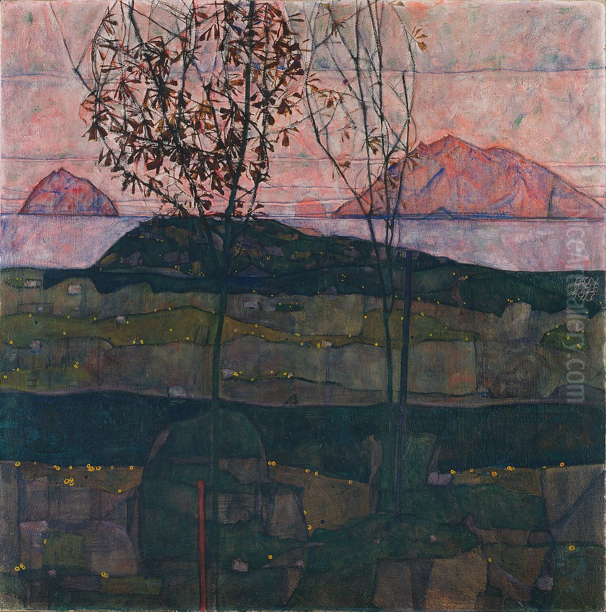 Versinkende Sonne Oil Painting by Egon Schiele