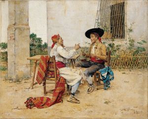 Dos huertanos bebiendo vino