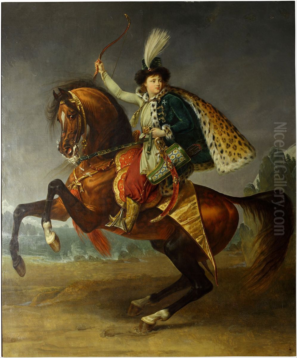 Equestrian portrait of prince Boris Yusupov Oil Painting by Antoine-Jean Gros