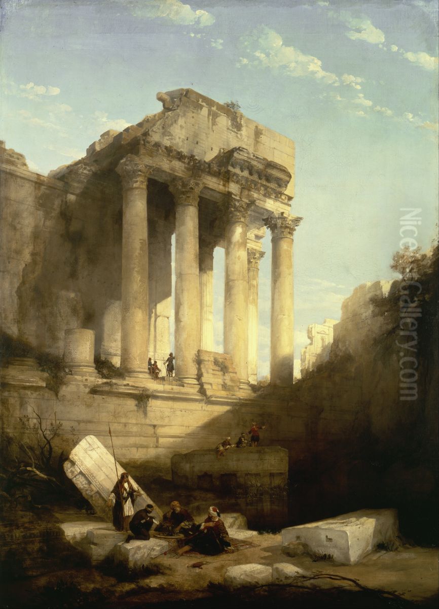 Baalbec - Ruins of the Temple of Bacchus Oil Painting by David Roberts