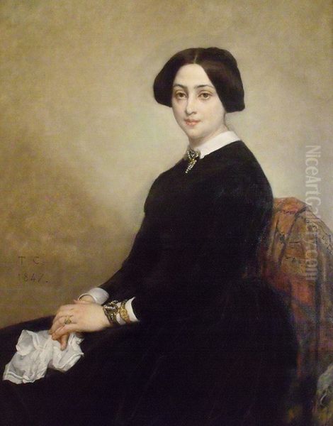 Portrait de la baronne d'Astier de la Vigerie Oil Painting by Thomas Couture