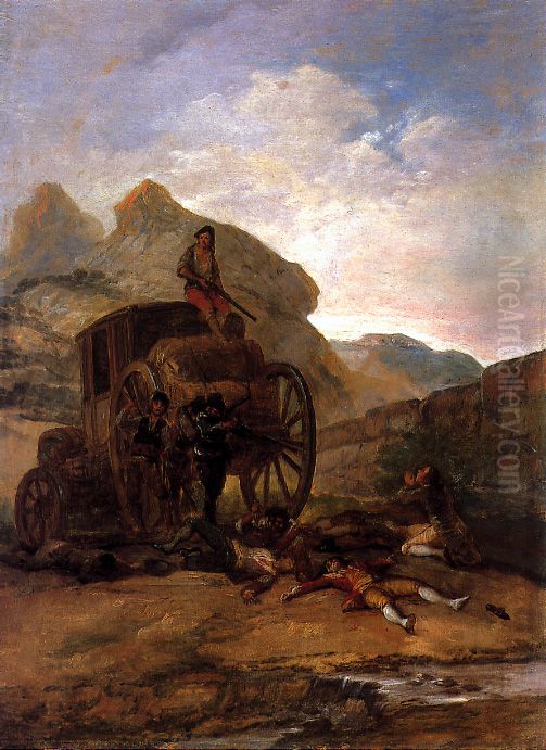 Assault of Thieves Oil Painting by Francisco Goya Fuendetodos