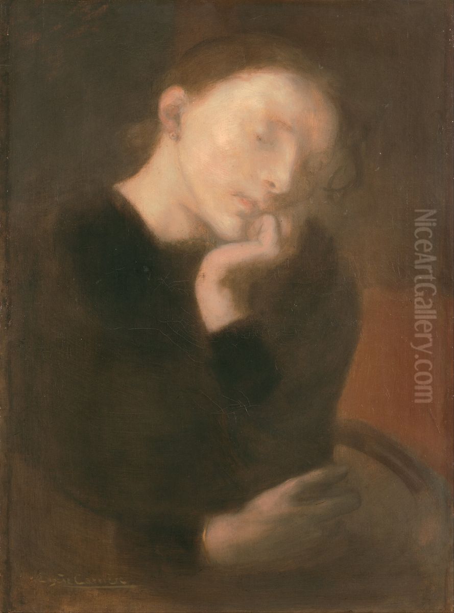 Meditation Oil Painting by Eugene Carriere