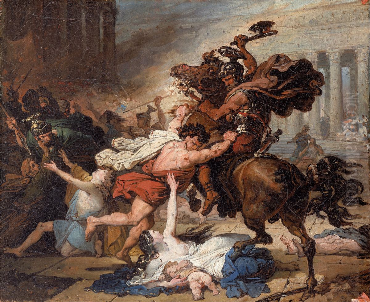 Study for Destruction of Jerusalem by the Romans Oil Painting by Francois Joseph Heim