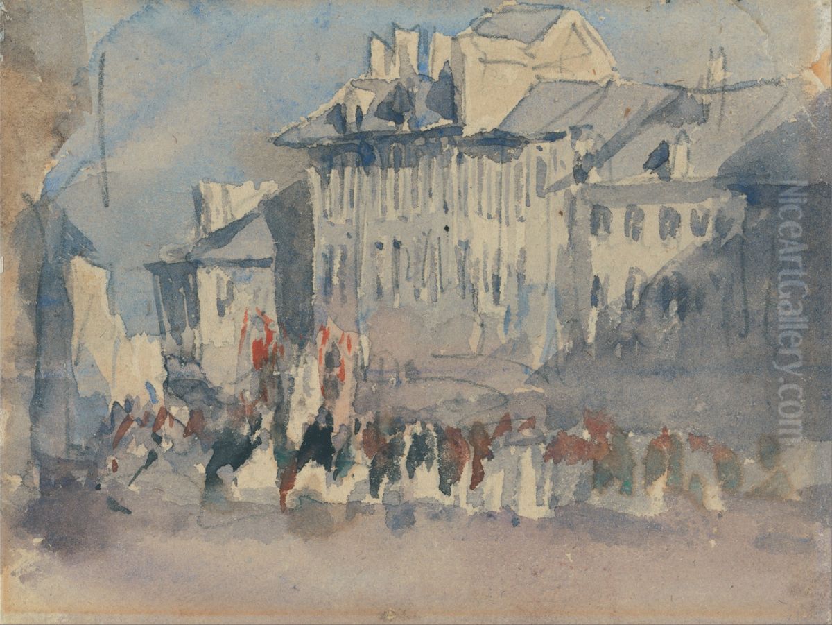 A Religious Procession Oil Painting by David Cox