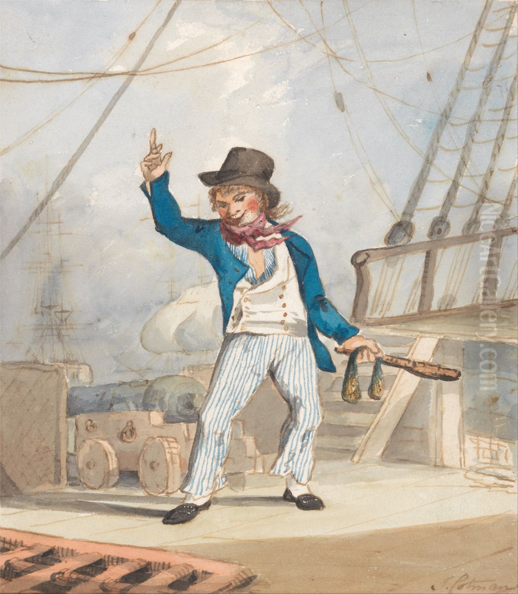 Caricature of a Sailor (One of a Set of Three) Oil Painting by John Sell Cotman