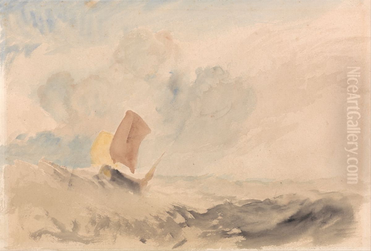 A Sea Piece - A Rough Sea with a Fishing Boat Oil Painting by J. M. W. Turner