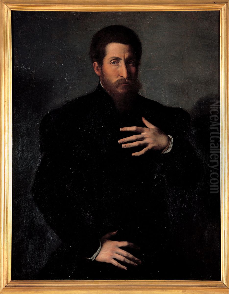 Portrait of a virile man Oil Painting by Girolamo da Carpi