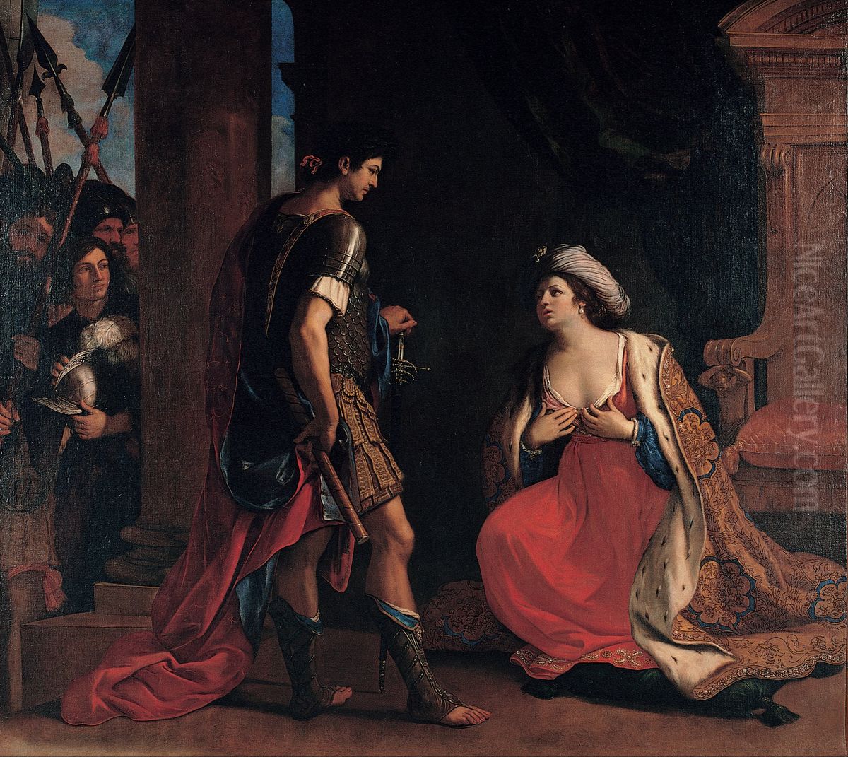 Cleopatra and Octavian Oil Painting by Giovanni Francesco Barbieri