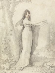 Portrait of a Lady Standing near a Lake