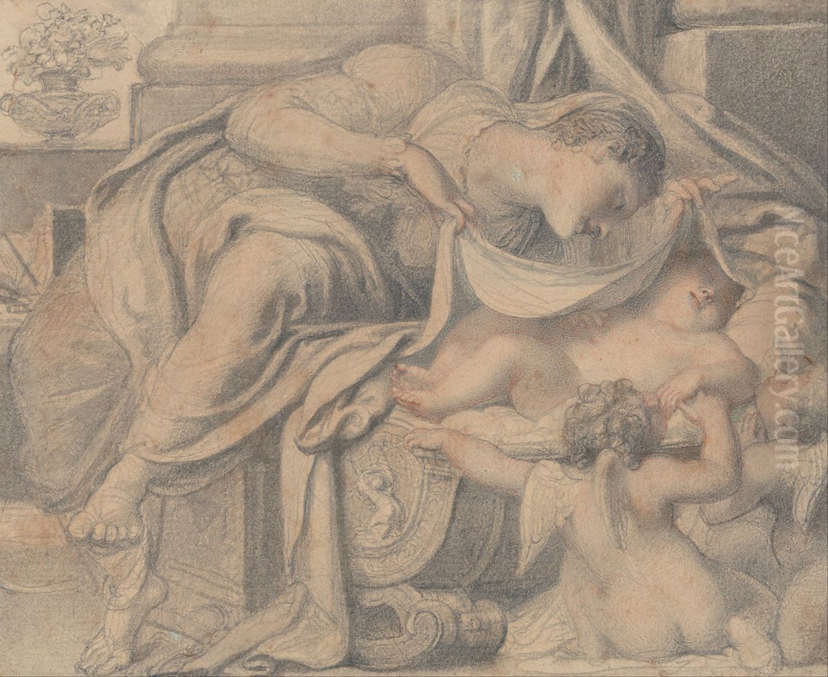 Venus Adoring Cupid Oil Painting by Richard Cosway