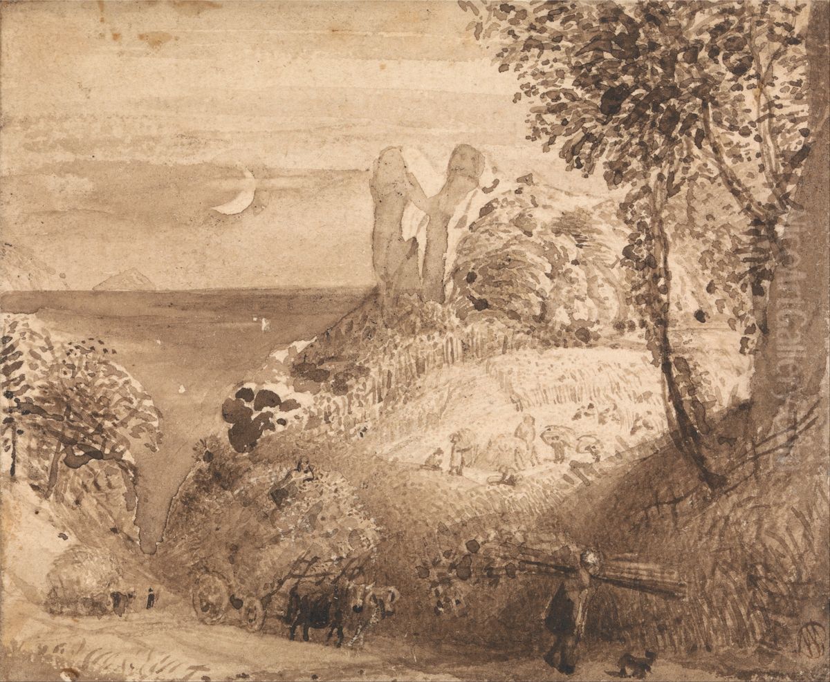A Pastoral Scene Oil Painting by Samuel Palmer