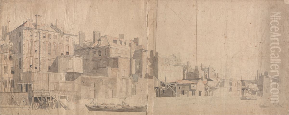 A Town House on the Thames Oil Painting by Samuel Scott