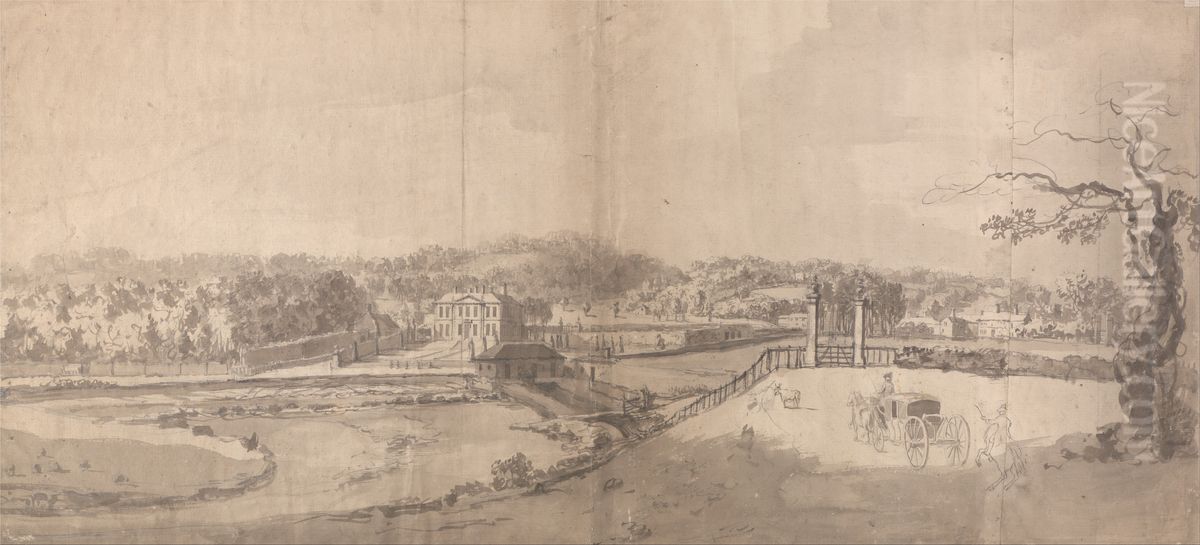 A View of the Estate at Esholt Hall, Yorkshire Oil Painting by Samuel Scott