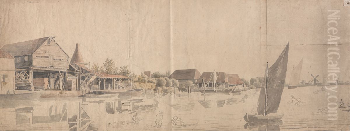 A Wood Yard on the Thames at Nine Elms Oil Painting by Samuel Scott