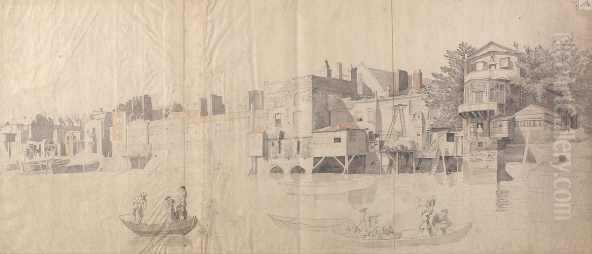 Thames Side Buildings Oil Painting by Samuel Scott
