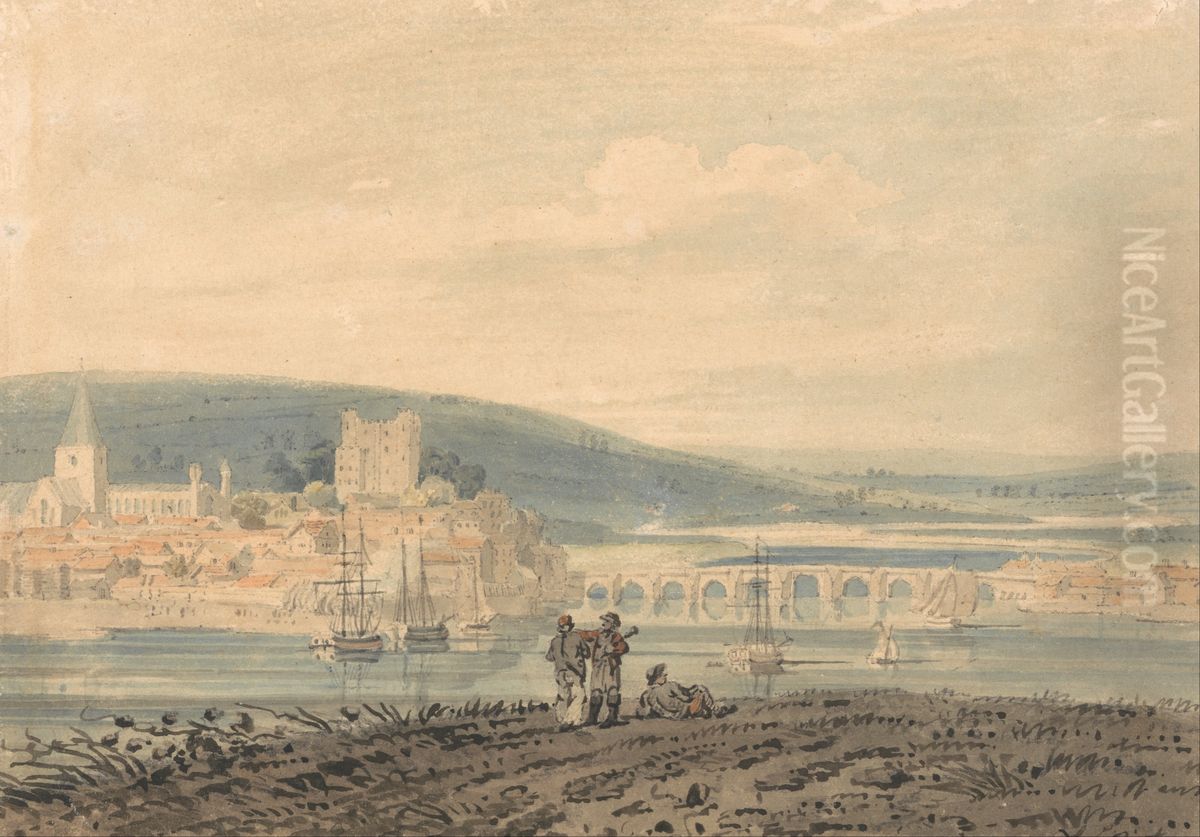 View of Rochester Oil Painting by Thomas Girtin