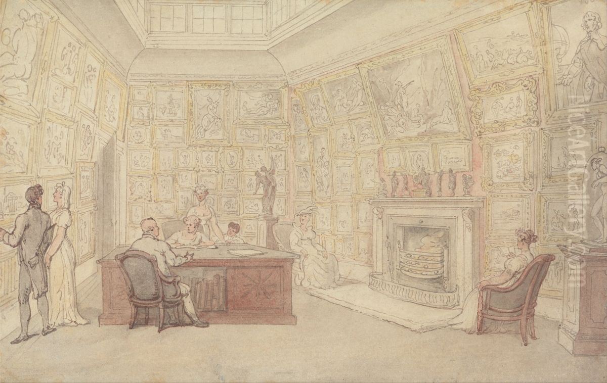 A Gentleman's Art Gallery Oil Painting by Thomas Rowlandson